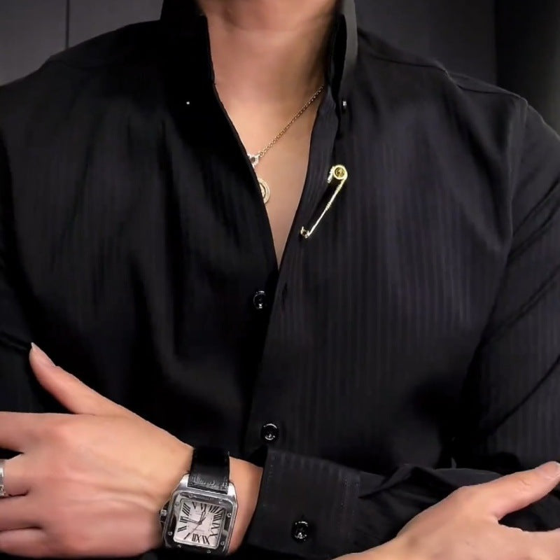 Simple Embossed Wool Lining Casual Shirt