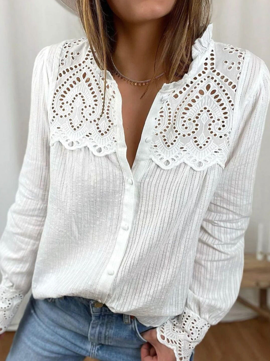 Autumn New Women's Lace Stitching Shirt Women