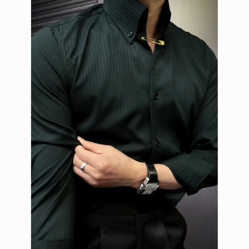 Simple Embossed Wool Lining Casual Shirt