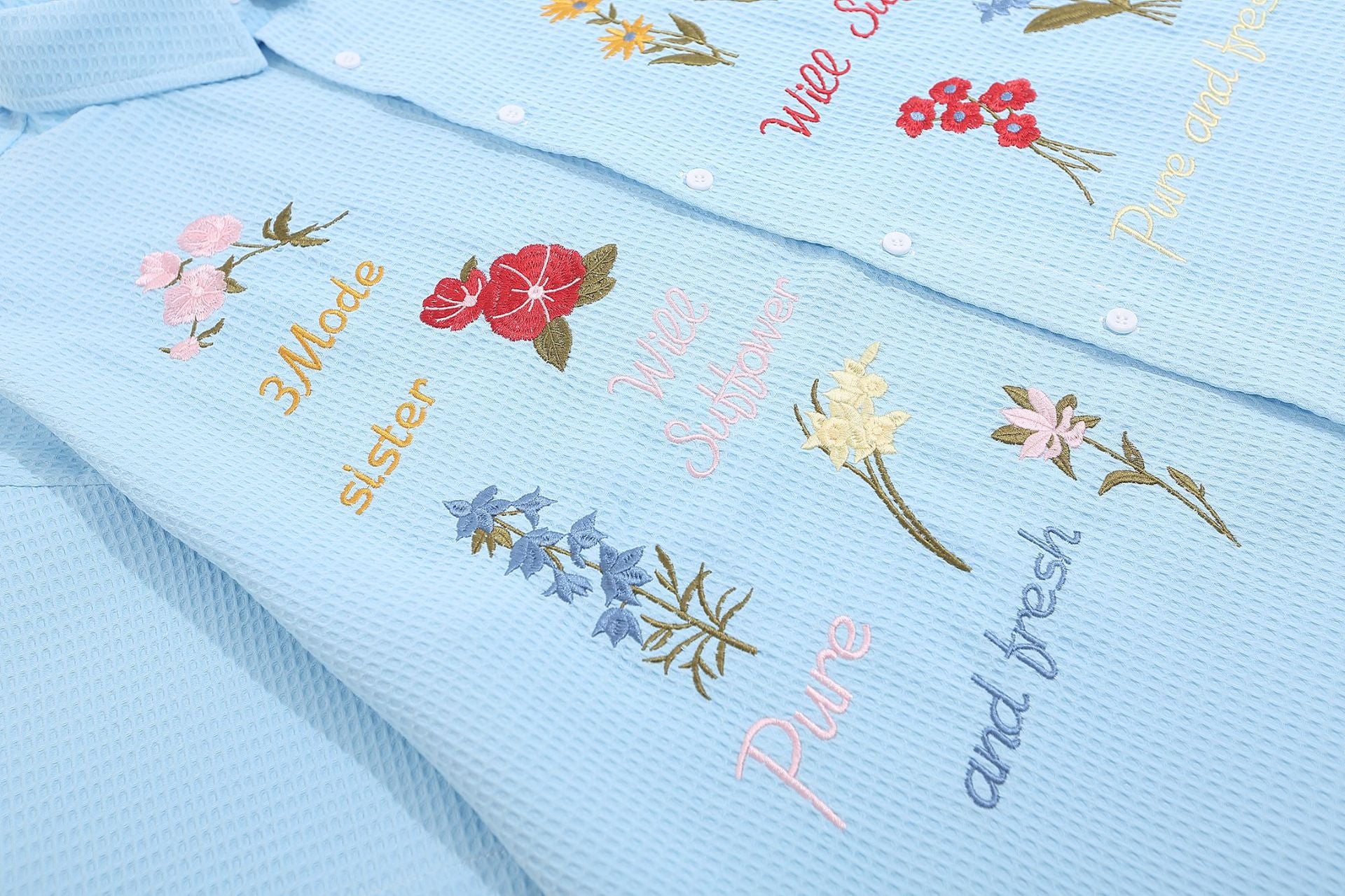 Retro Bear Embroidery Short Sleeve Plaid Shirt Summer Clothing