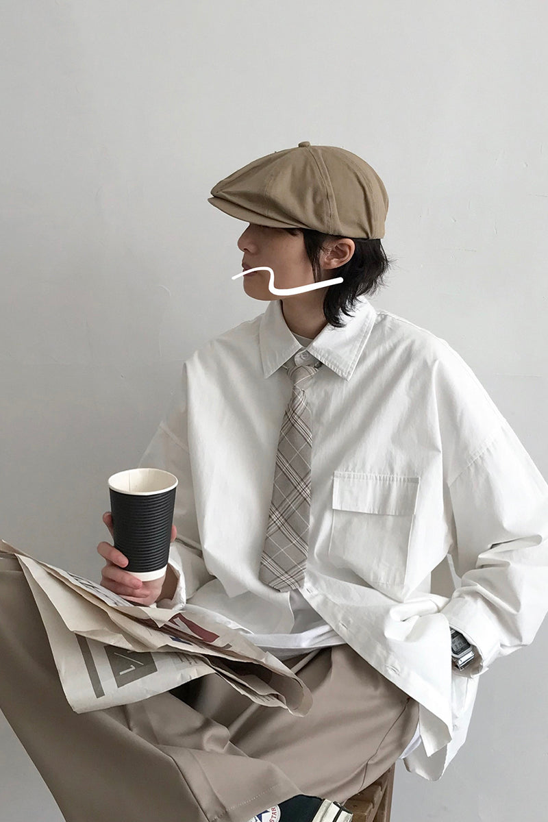 Japanese-style Retro Solid Color Long Sleeve Shirt