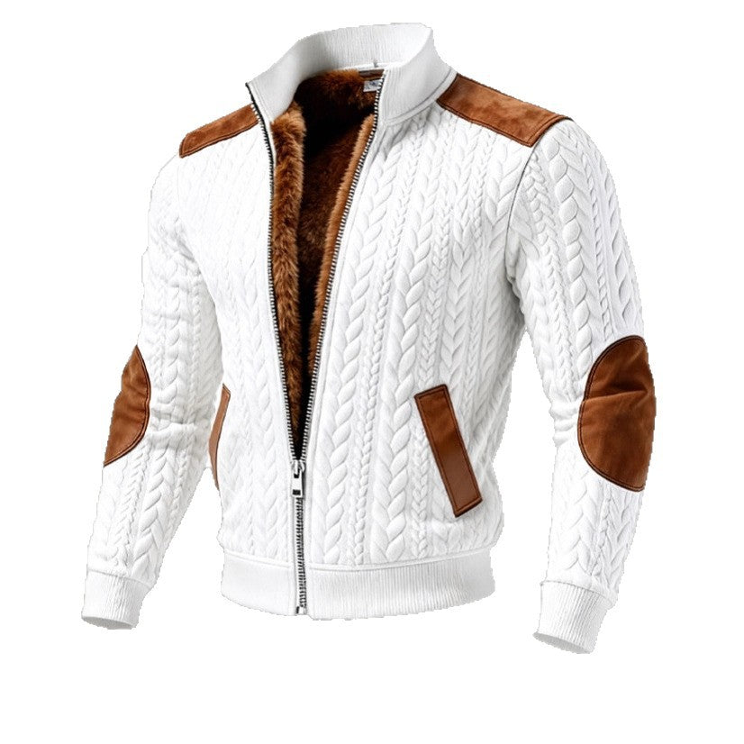 Mens Retro Textured Knitted Jacquard Jacket